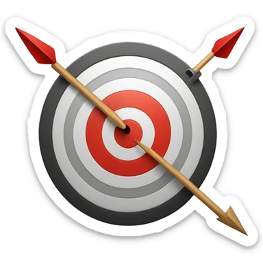a target with an arrow in the bullseye. the target is speaking (speech bubble) sticker