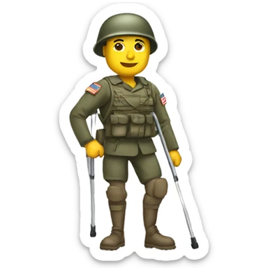 a soldier with bad legs on crutches sticker