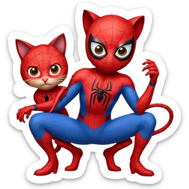 Spider man with a spider cat sticker