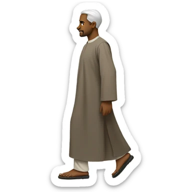 sideview of a man in a thobe walking. sticker