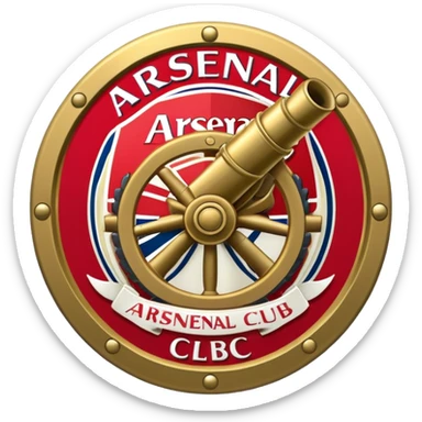 Arsenal football club crest with cannon, high definition, precise details, shown from a different angle sticker