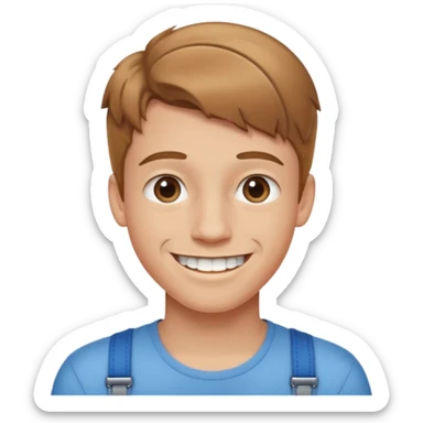 a young guy with braces smiling sticker