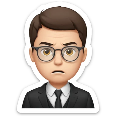 aggressive boy with glasses in suit sticker