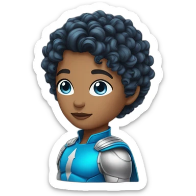 super hero short curly hair with blue eyes sticker