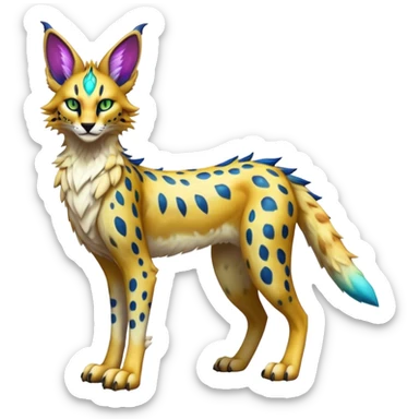 Epic Edgy Colorful ethereal eldritch Sergal-Serval-Vernid full body sticker