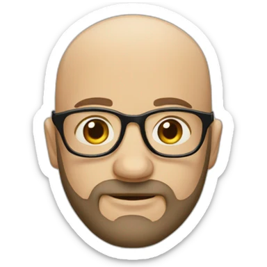 Bearded man with baldness and glasses  sticker