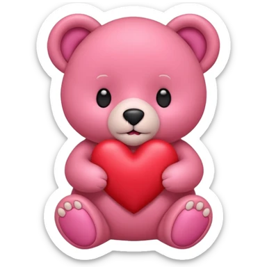 Osito rosa sosteniendo un corazón  sticker