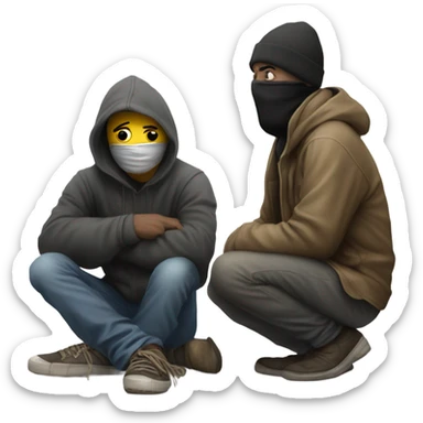 Homeless man and a guy in a ski mask sticker