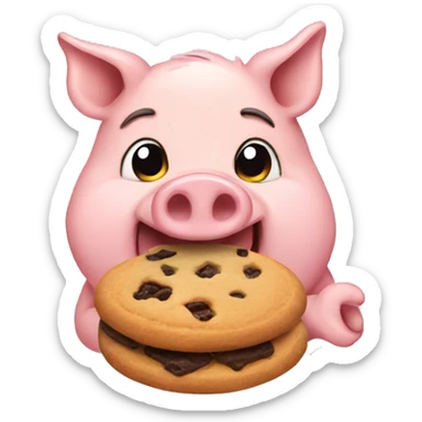 pig eating a cookie sticker