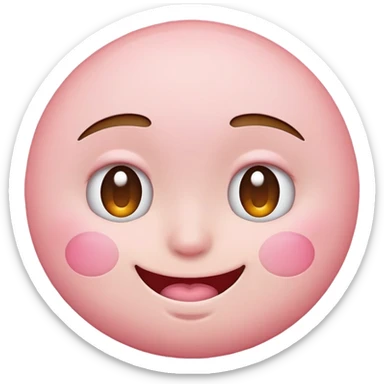 Light pink emoji with squinting eyes happy with lil circle blush cheeks sticker