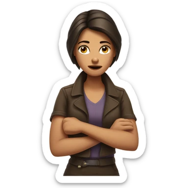 Brunette woman with give me a break expression  sticker