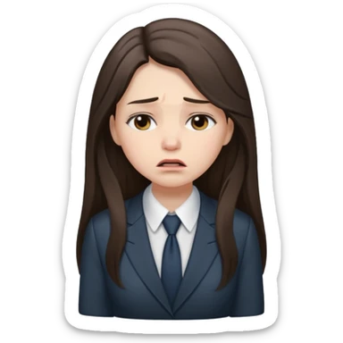 sad brunette girl long hair in buisiness outfit crying emoji sticker