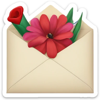 Love letter with flowers and kiss  sticker