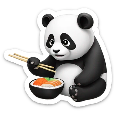 panda eating sushi sticker