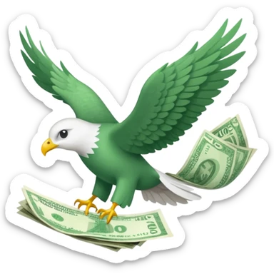 un fajo de dólares con alas volando, "que no sea un ave agarrando el fajo" quiero que el fajo de billetes tenga alas sticker