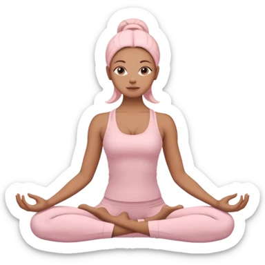 woman in yoga pose light pink yoga clothes sticker