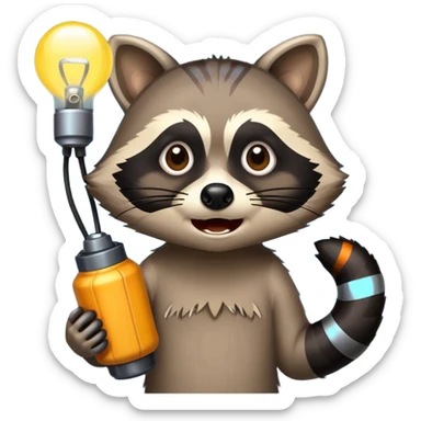 raccoon caught in flashlight glow panic face sticker