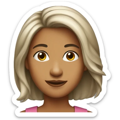 Shourt hair, woman, round eyes, round nose, smile lip, she's name is doah sticker