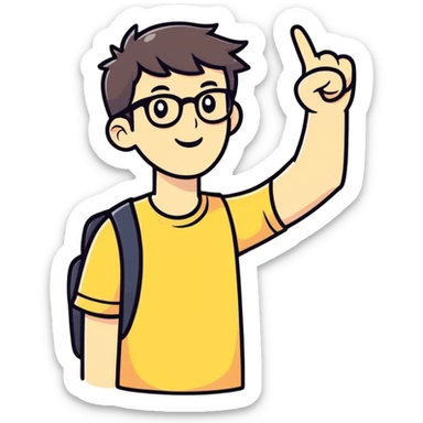 Nerd whit one finger up sticker