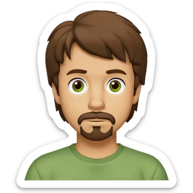 shaggy rogers brunette, with goatee, brown eyes and green tshirt from scooby doo  sticker
