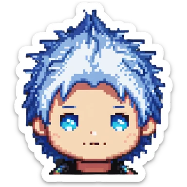 cool chibi male face with spiky hair sticker