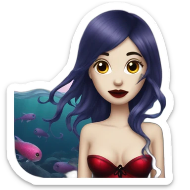 red goth mermaid sticker