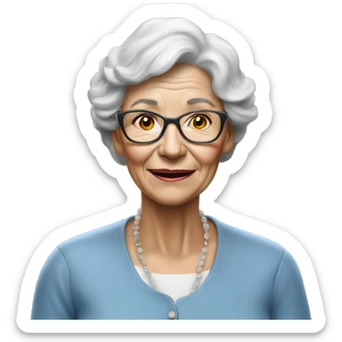 3d hyper realistic senior woman drawing  sticker