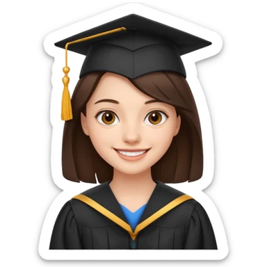 young brunette girl university graduate sticker