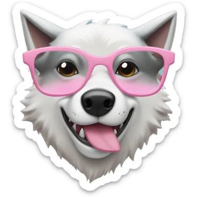 Wolf with light pink bow kissing a shark with glasses  sticker