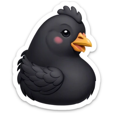 Meme-Worthy Cute Sleeping Black Chicken Portrait Emoji, Head resting peacefully with a contented smile, showcasing a delightfully compact build and a luxuriously soft black plumage, eyes shut in a serene, restful nap, Simplified yet hilariously adorable features, highly detailed, glowing with a soft, drowsy light, high shine, relaxed and utterly lovable, stylized with an air of playful laziness, bright and heartwarming, soft glowing outline, capturing the essence of a comically sleepy chicken, so meme-worthy it feels like it could instantly become the next viral sensation of adorable slumber! sticker
