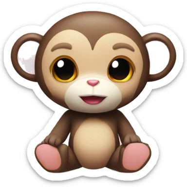 Cute monkey and hello kitty  sticker