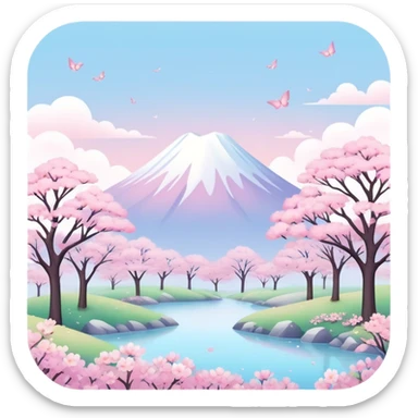 pastel surreal kawaii sakura landscape sticker