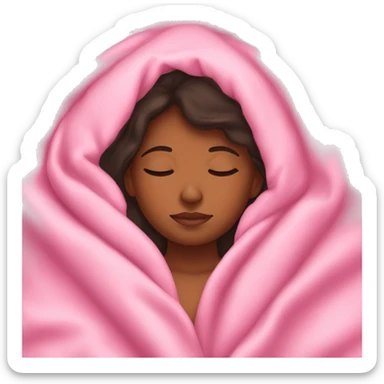 Brown girl asleep in pink blanket sticker