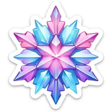 Gradient iridescent Pastel rainbow Pink violet blue crystal star snowflake  sticker