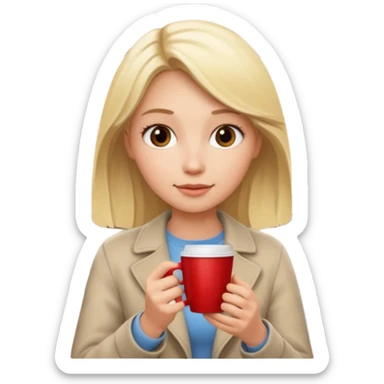 Blonde girl with a cup of coffee in the car sticker