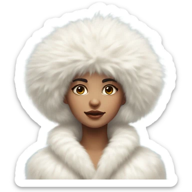 a girl with a white big fluffy fur hat and white fur coat, Ada Gladys Killins, aestheticism, a character portrait sticker