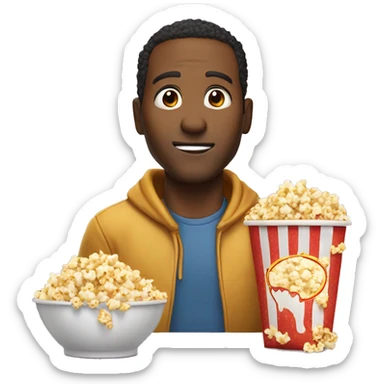 Guy gets dies for bringing popcorn to pizza movie sticker