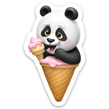 Panda eating ice cream sticker