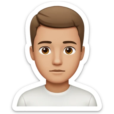 Ai create iPhone emoji, With hair comma hair short, Male, and make white shirt sticker