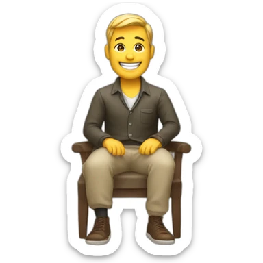 Man crossing his legs , smiling and happy  sticker