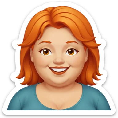 fat women with orange hair and brown eyes smiling and winks sticker