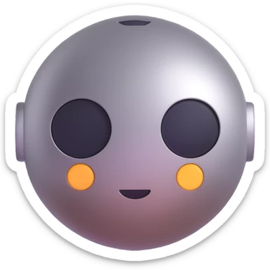 cute and round AI bot emoji, metallic finish sticker
