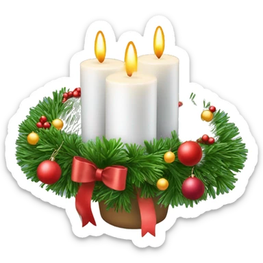 Adventskranz mit vier  weißen Kerzen wovon eine Kerzen brennt sticker
