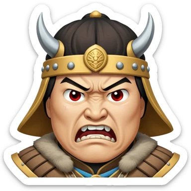  mongol's empire warrior angry face  sticker