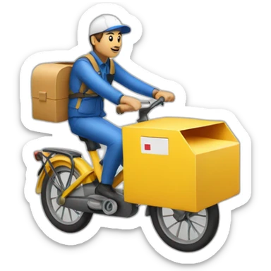 french mail carrier on a yellow bike sticker