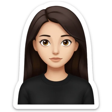 Lady with black sweater and long dark brown hair and eyes sticker