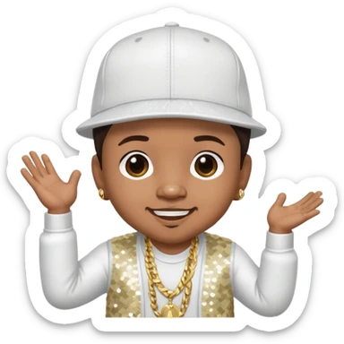 Baby Bash, Rapper with dark brown hair, white sequin outfit sticker