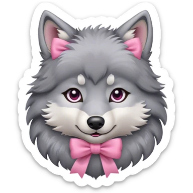 wolf with pink bow sticker