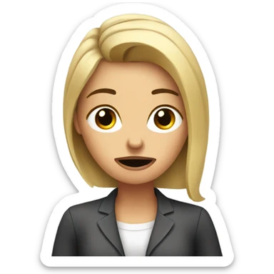 Woman at the office drinking coffee annoyed sticker