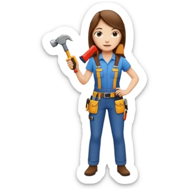 beautiful girl with long brown hair constructing new lounge room area with flat screen tv and couch sticker